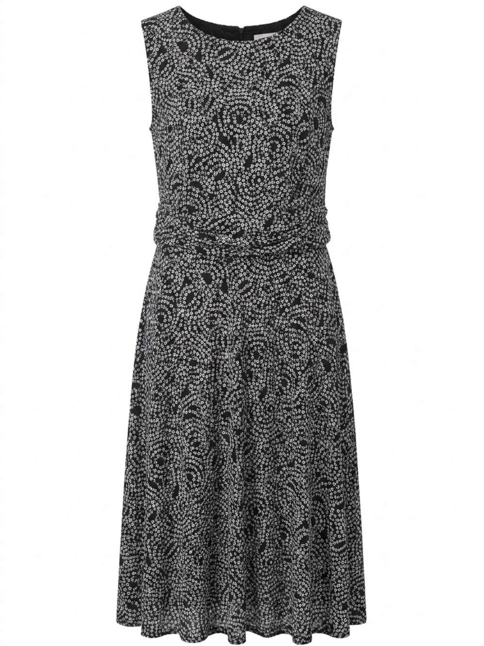 Sleeveless Black and White Printed Midi Dress